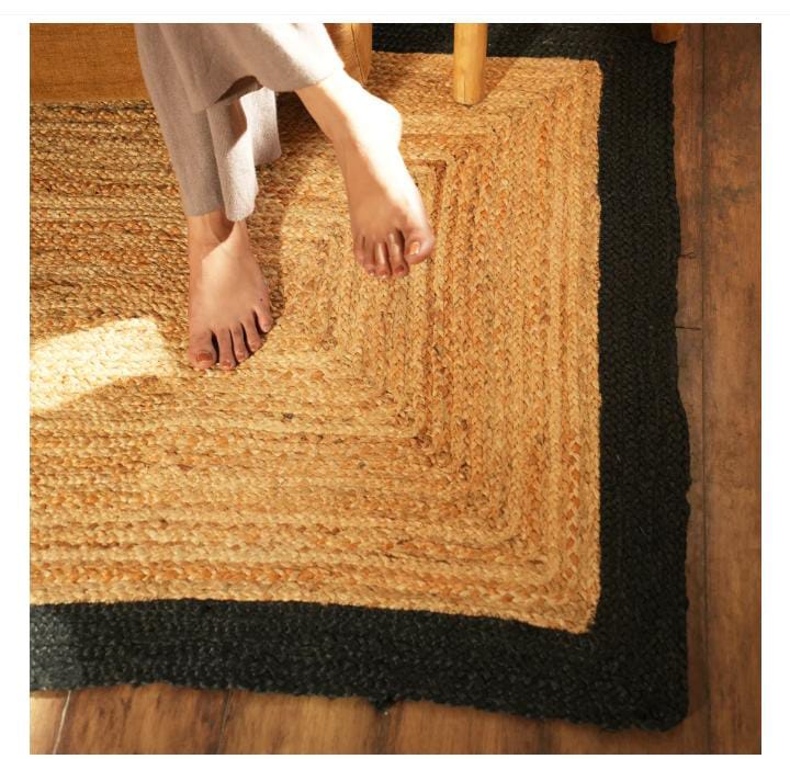 Black border jute rug The Jute Life